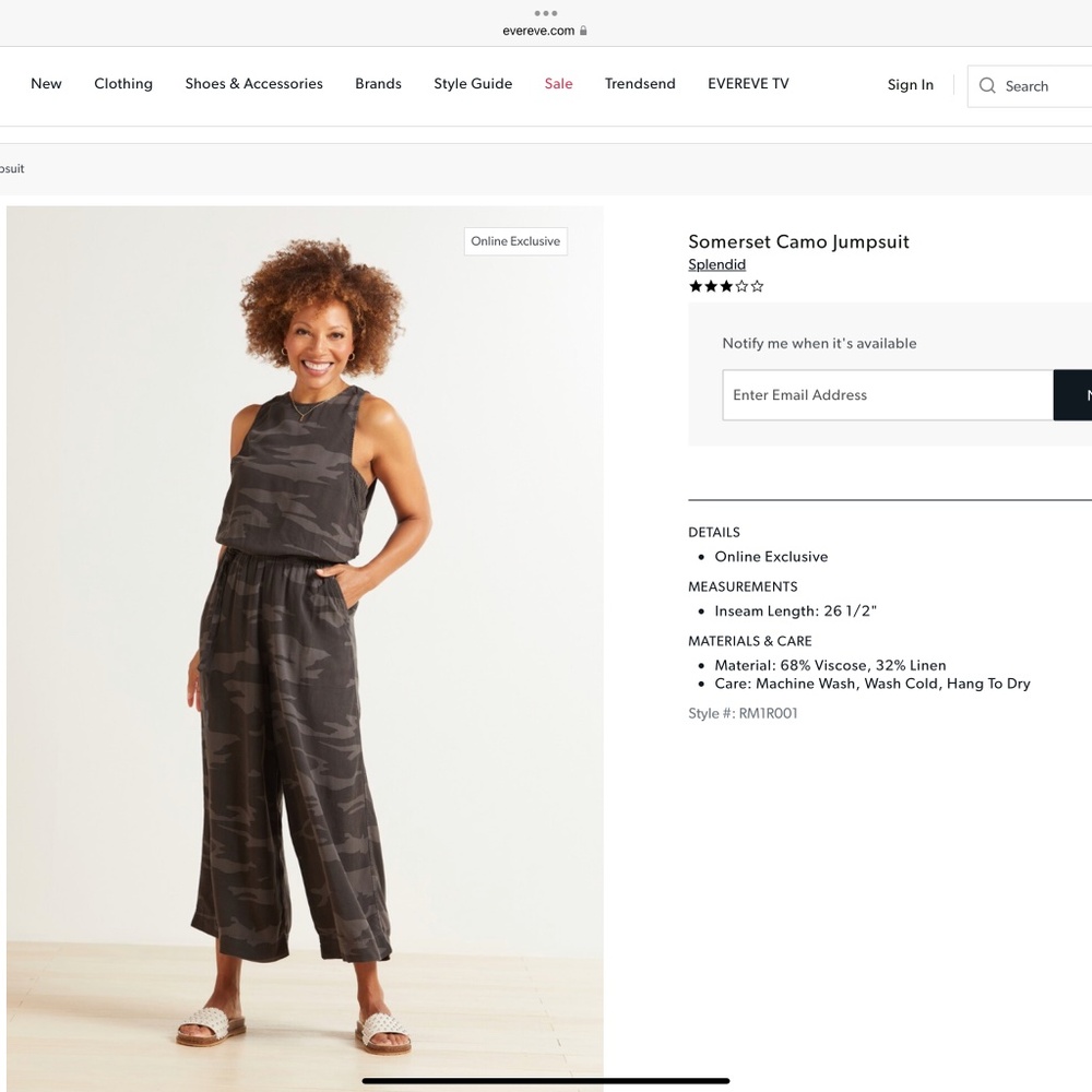 Splendid Camo Somerset Jumpsuit